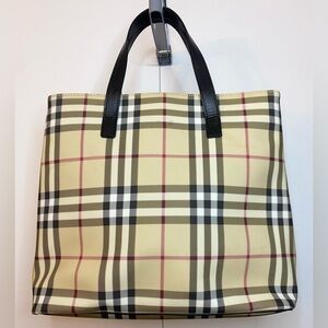 BURBERRY Nova Check Tote Bag PVC Leather 11”X12” Approx.